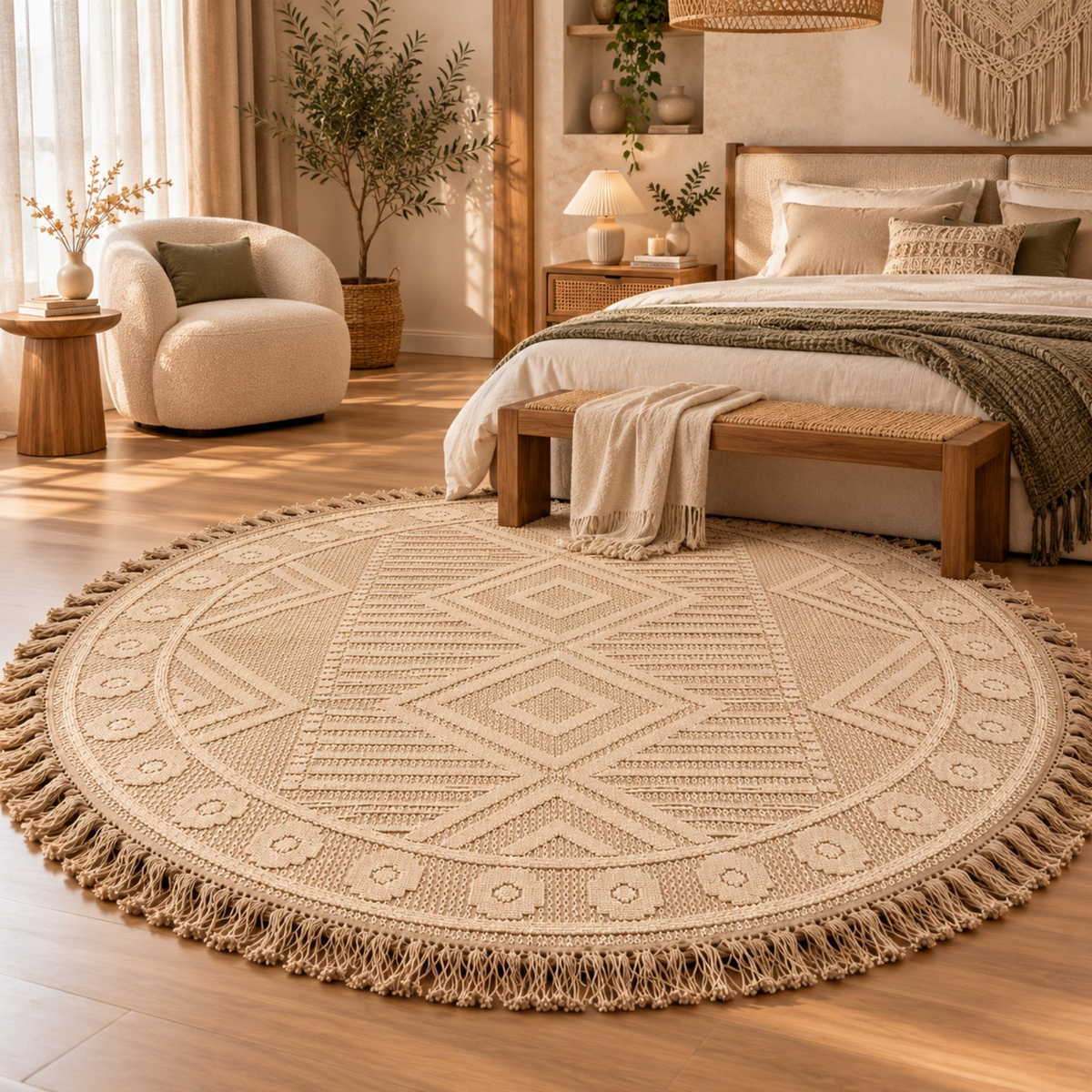 Solare round carpet - Cream color
