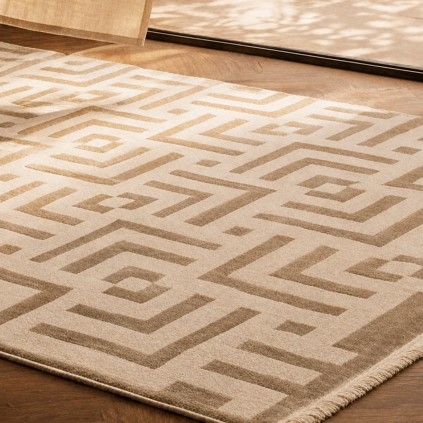 White Roza Carpet - Beige