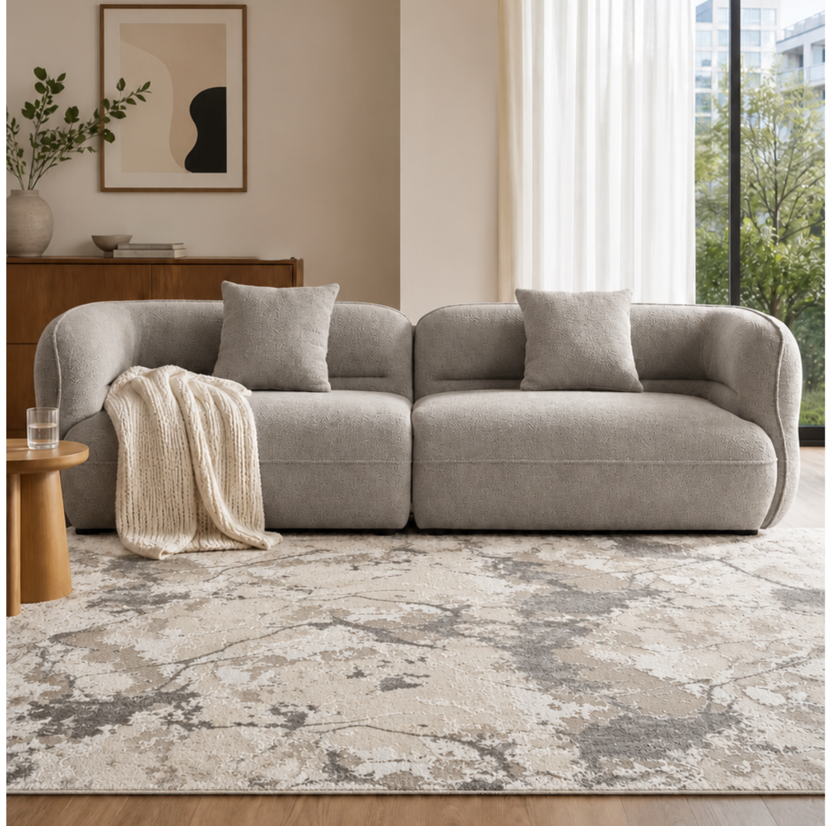 Valen modern carpet - Grayish