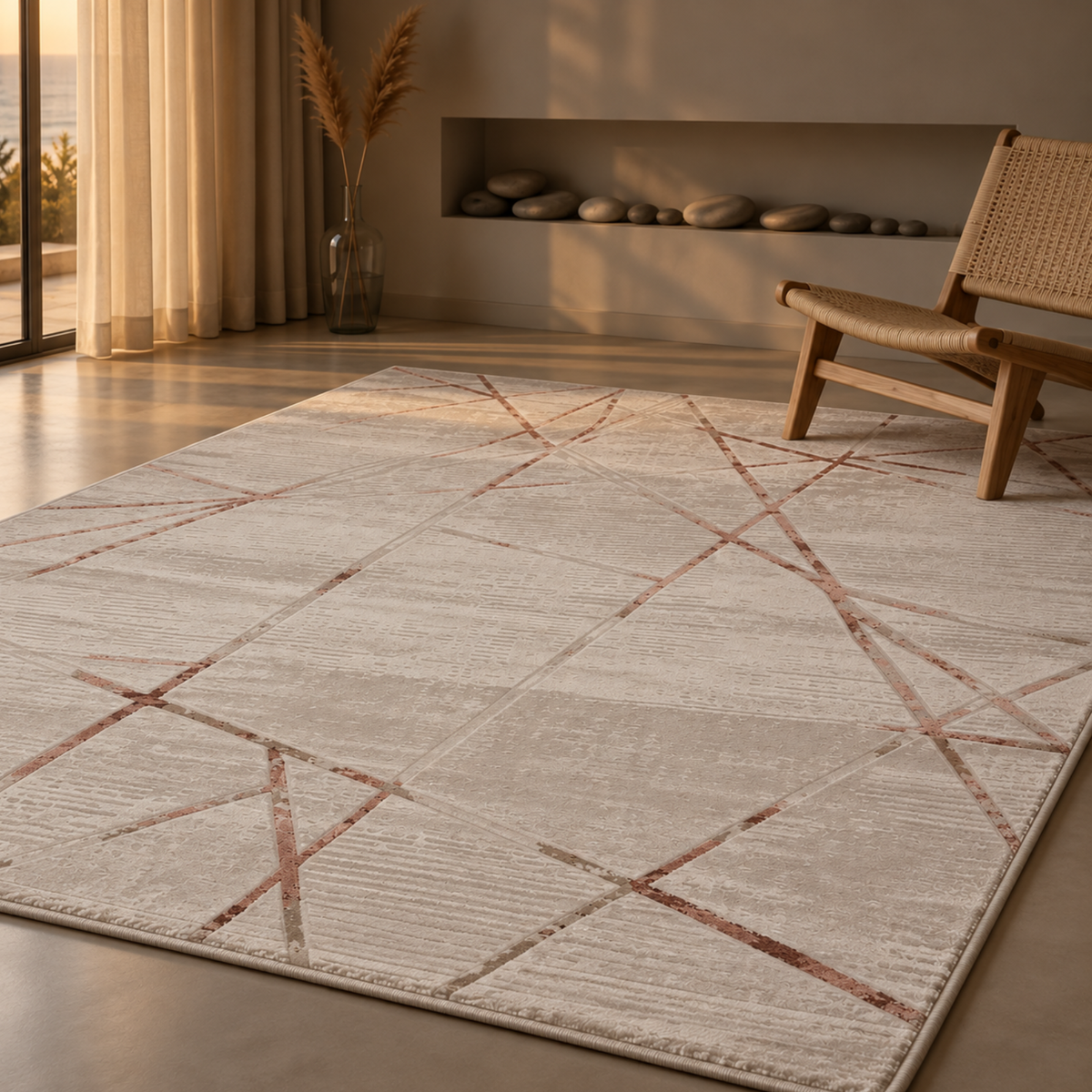 Aria Carpet - off white x Red