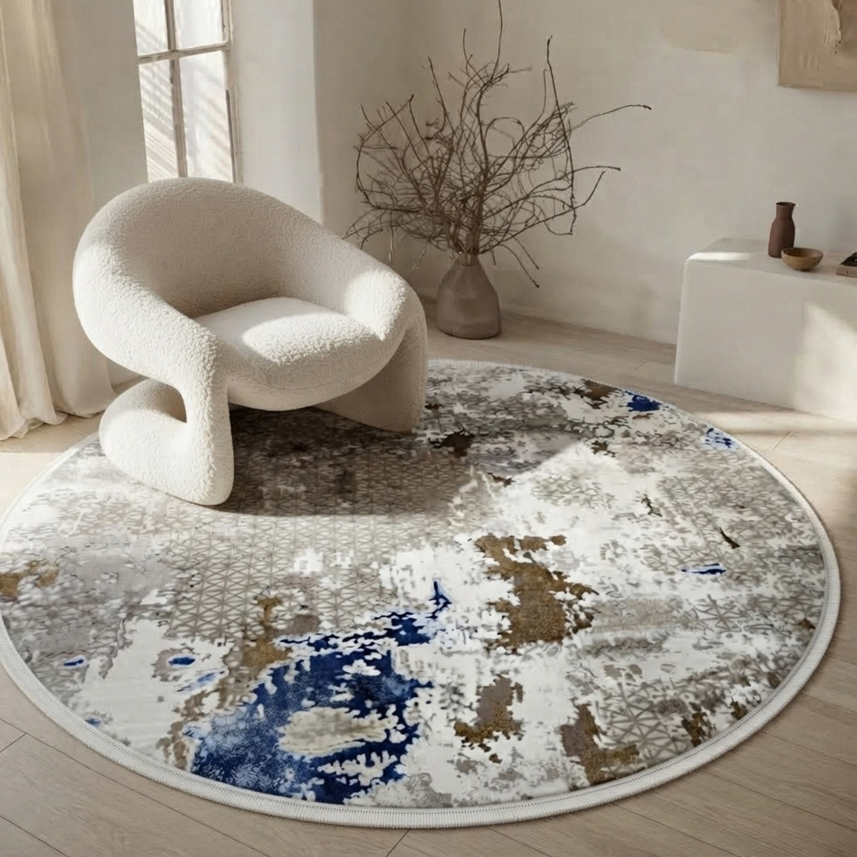 Sansa Round carpet - BluexBeige