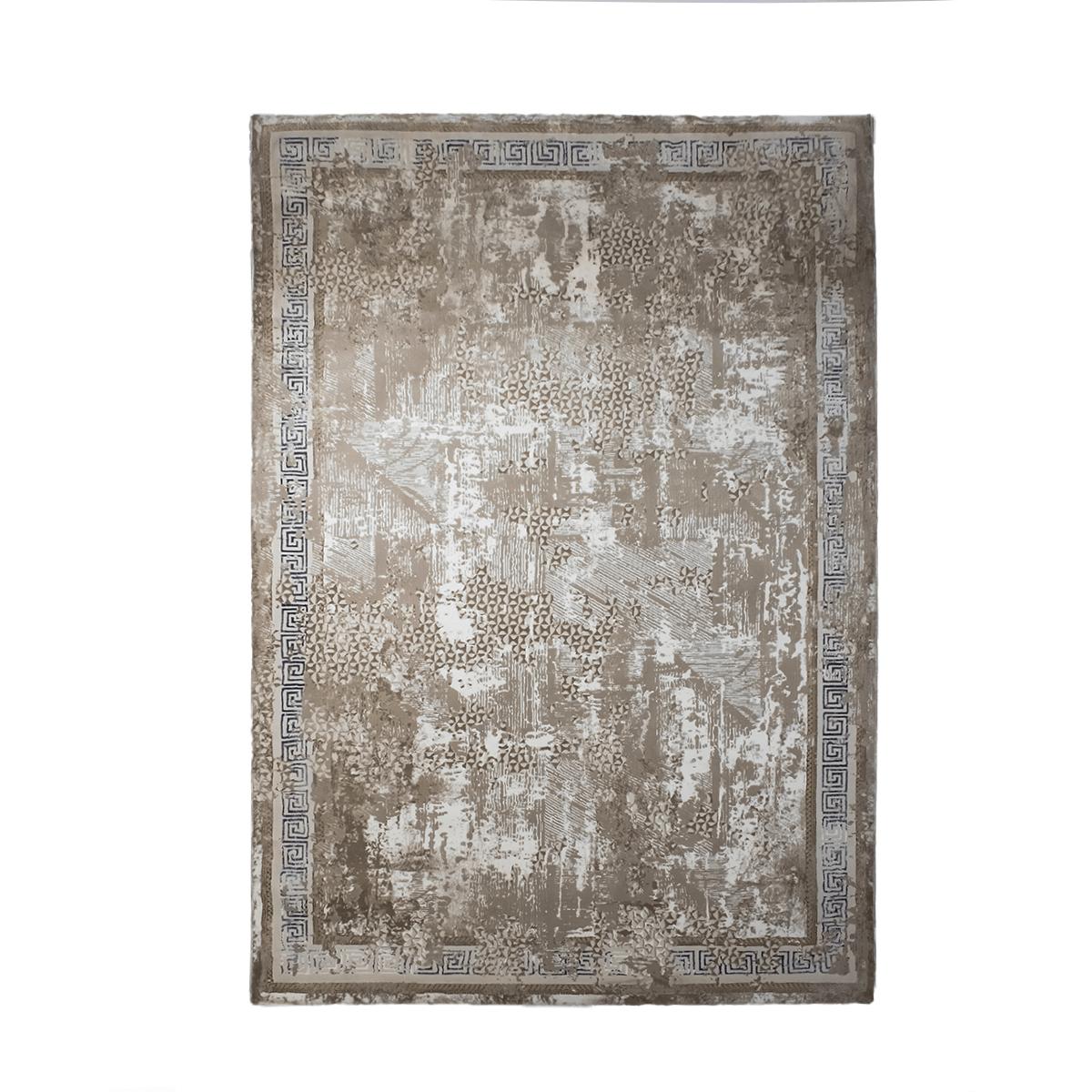 Vintage-style rug with intricate patterns on a white background