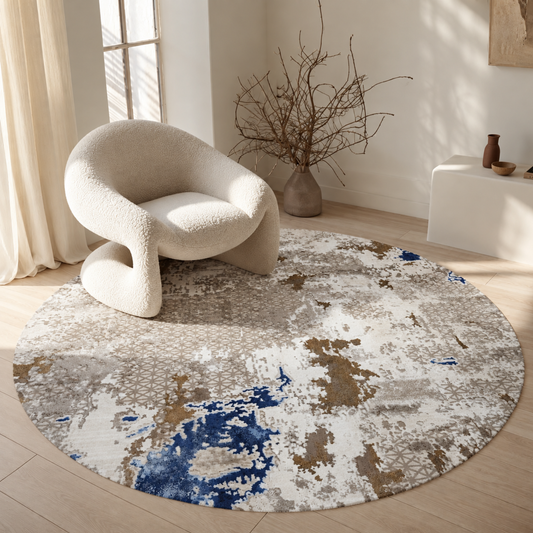 Sansa Round carpet - Blue x Beige