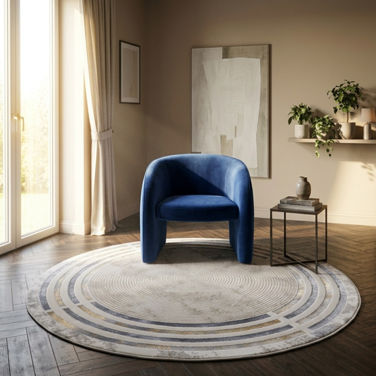 Island - Round carpet Blue