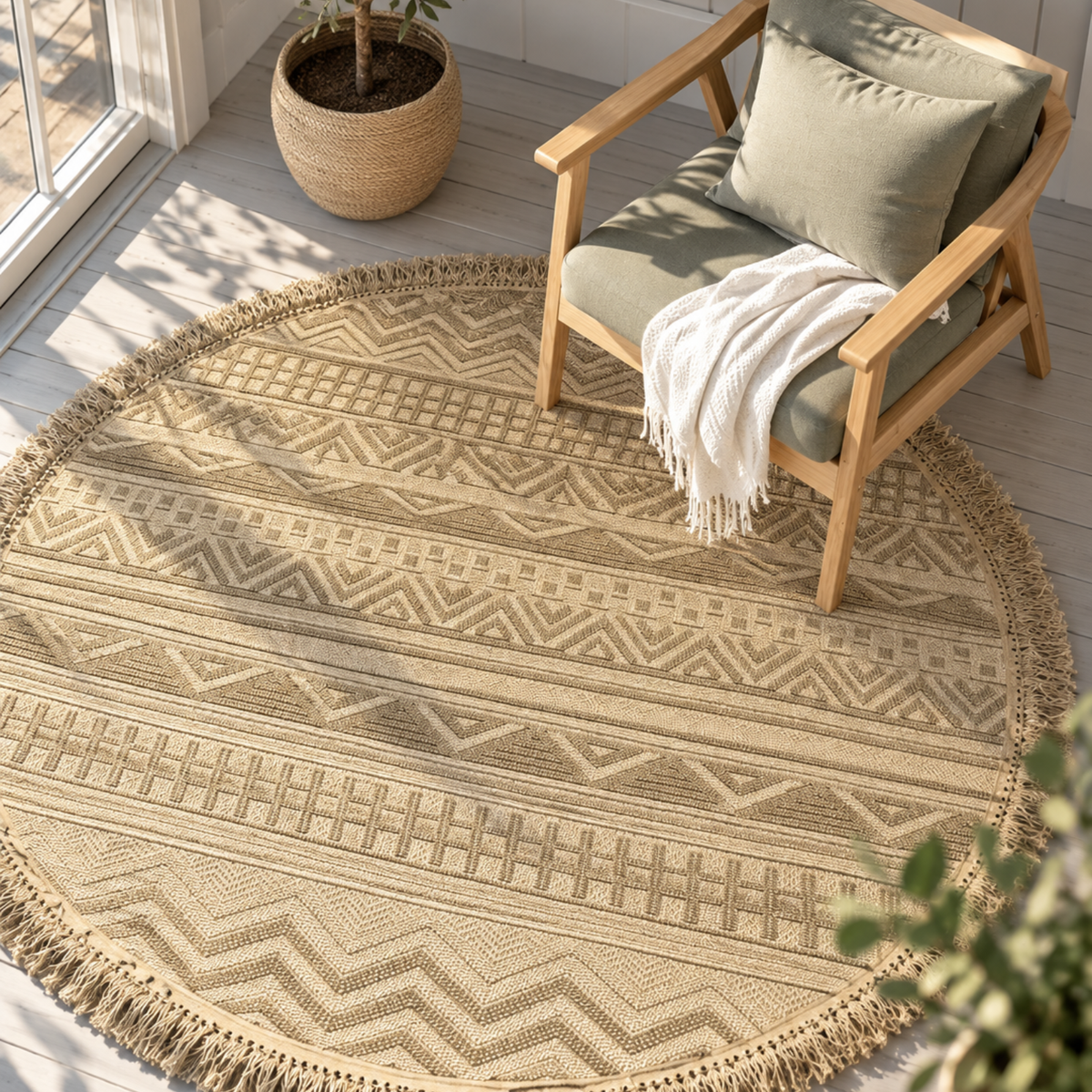 Solare round carpet- Beige