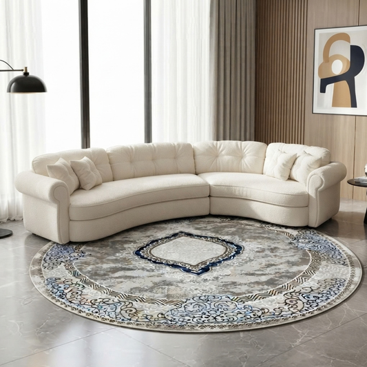 Sansa Round carpet - Blue x Beige - Classic